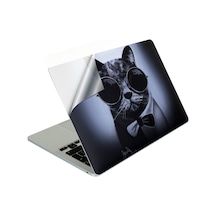 Apple Uyumlu Macbook Air M1 Kılıf Cat01nl Koruyucu Yapıştırma Sticker Laptop Kaplama A2337 İle Siyah