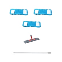 Cod-Ex Makarna Şönil Kuru Nemli Palet Tablet Mop Yedek Seti Takımı Mop 3'lü 40 CM + Mop Tutucu + Sap