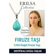 Erilsa Sertifikalı Damla Model Firuze Taşı Kolye Koruma, İletişim Ve H Çok Renkli