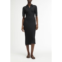 Calvin Klein Gömlek Yaka Düz Siyah Maksi Kadın Elbise K20k207867beh Siyah