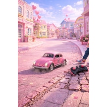 Pembe Uzaktan Kumandalı Şarjlı Işıklı Full Fonksiyon Nostalji Vosvos Araba Pembe Pembe