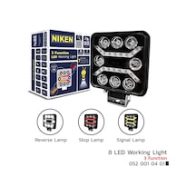Niken Pro 8 Led Çalışma Lambası Kare 3 Fonksiyon 9-48v 1500lm Kamyon , İş Makinesi , Atv