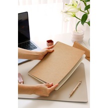 A4 Kraft Karton Kapak 70 Yaprak 110 Gram Çizgili Not Defteri Kahverengi