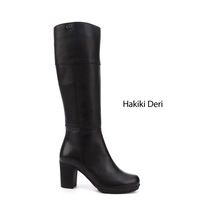 Gönderi(R) Gönderi R Kadın Siyah Fermuarlı Kalın Topuklu Hakiki Deri Çizme Gkzc13444602 Siyah