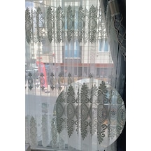Raporlu, Nakışlı, Kırışma Yapmaz 1/3 Sık Pile Ekru Tül Perde