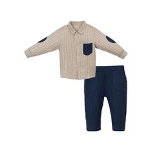 Çizgili Ön Cepli Erkek Bebek İkili Takım-lacivert Lacivert