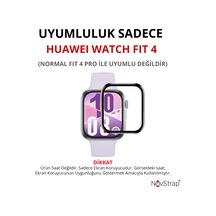 Novstrap Huawei Watch Fit 4 İle Uyumlu Ekran Koruyucu Nano Esnek Cam Tam Kaplayan Ppma