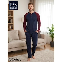 Angbutik D's Damat 2603 Erkek Mavenck Uzun Kol Pijama Takımı Lacivert