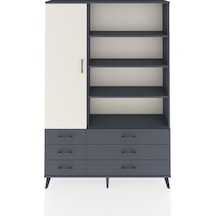 Arges Dolap 8 Raflı 6 Çekmeceli Tek Kapaklı 132x30x195 Antrasit-aytaşı/antrasit Aytası/antrasıt