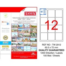 Tanex Tw-2012 63.5X72 MM 100 Adet Lazer Etiket