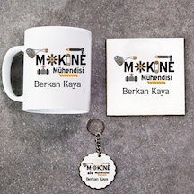Makine Mühendisi Hediye Seti Kupa Bardak+Altlık+Anahtarlık