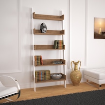 Pasifichome Only Raflı Koyu Meşe Merdiven Kitaplık / Duvara Monte Kitaplık