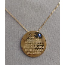 Beren Aksesuar Stainless Steel Ayetel Kürsi Madalyon Çelik Kolye Gold