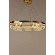 Lüks Gold Kaplama Güneş Tasarım Dairesel Dokulu Modern Avize