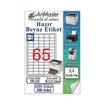 A4 Hazır Beyaz Etiket 38.1x21.2mm 100 Sayfa 1 Paket 65 Li Kendinden Yapışkanlı Fotokopi Lazer İnkjet Kağıdı Yazıcılar