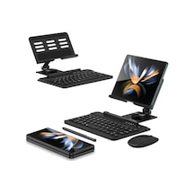 Samsung Galaxy Uyumlu Z Fold 4/5 İçin Moaıto Masa İçin Ayarlanabilir Stand Keyboard Set Black