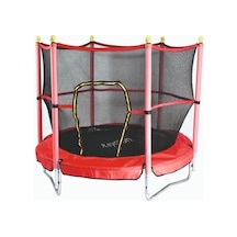 Çocuk Trambolini Fileli Korumalı 152 Cm, Kırmızı