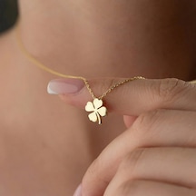 925 Ayar Gümüş Altın Kaplama Minimal Yonca Kolye Gold