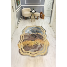Modern Desenli Lazer Kesim Dijital Baskı Kaymaz Taban Halı H0442 Renkli