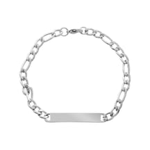Silver Renk Gurmet Zincirli Basic Model Kişiye Özel İsim/harf Yazılı Erkek Çelik Bileklik
