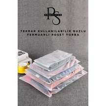 Valiz Ve Dolap Içi Düzenleyici Buzlu Fermuarlı Poşet Torba 10 Adet 15 Cm X 10 Cm Buzlu Şeffaf 15 X 1