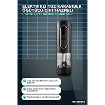 Elektrikli Tuz Karabiber Öğütücü Çift Hazneli Şarjlı Led Işıklı Mutfak Baharat Değirmeni Bx-316393 Çok Renkli