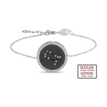 Kuyumcudukkanı Zirkontaşlı"ikizler Burcu"bileklik-50283-gemini-blk Siyah - Beyaz