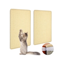 Kedi Tırmalama Matı, 2 Adet 59,6 X 39,9 Cm Sisal Kedi Scratcher Mat Yapışkan Kanca Halka Bantlı, İç Mekan Kedileri İçin Duvar Çizicilerine Yapıştırın, Yatay Kedi Zemin Kazıma Pedi Halı 2