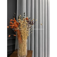 Tül Perde Brillant MArka Foldet Keten Açık Gri Etek Kurşun Sarımlı Çok Renkli