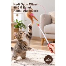 1 Adet Kedi Oyun Oltası 90 Cm Esnek Renkli Aksesuarlı