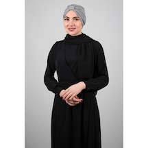 Hürrem Bone Gri Pratik Hazır Geçmeli Tesettür Bone Petekli Büzgülü 1204_15 Gri