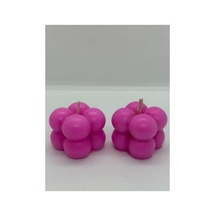 Şeffaf Kutulu İkili Küçük Pembe Bubble Mum-doğal %100 Soya Wax Dekor Mum Düğün, Nişan,kına Hediyelik