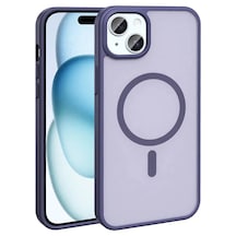 Apple Uyumlu İphone 15 Kılıf M-safe Şarj Özellikli Mat Arka Yüzey Zore Sio Kapak Mor