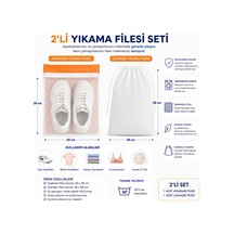 2 Li Yıkama Filesi Seti 40x38 Cm Ayakkabı Yıkama Filesi + 38x58 Cm Boğmalı Çamaşır Filesi Diğer