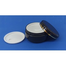 Lüx şeritli Boş Kozmetik Krem Pomat Kutusu Plastik Krem Kavanozu Plastik Contalı 30 ML Siyah