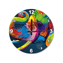 Renkli Fil Dekoratif Duvar Saati (407685007) Çok Renkli