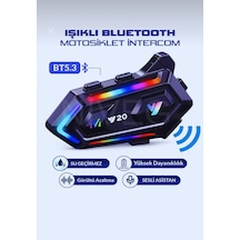 Nivego Motosiklet İntercom Kask Kulaklık Bt5.3 Stereo Rgb Işıklı Bluetooth Su Geçirmez Kulaklık