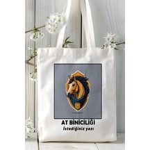 Art Hediye At Biniciliği Atçılık At Baskılı Bez Omuz Çantası Kişiye Özel Model 9 Çok Renkli