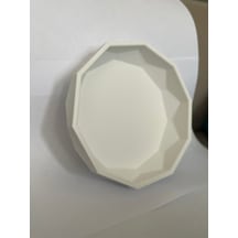 Beyaz Köşeli Kase - Dekoratif Kase 15 Cm 3d Baskıdır- Sağlamdır