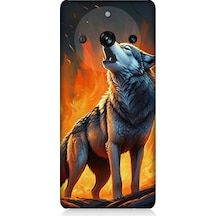Realme 11 Pro Plus Uyumlu Alevler İçinde Kurt Uluması Desenli Silikon Kılıf Çok Renkli