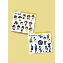 Bluelock-meguru Bachira-parlak Kağıt -2li Sticker Set-telefon Süsleme Blue Lock Beyaz