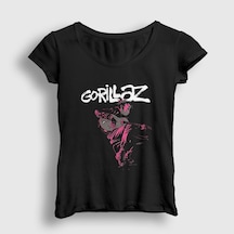 Presmono Kadın Hollow Gorillaz T-shirt Siyah