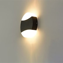 18 Watt Gün Işığı Ledli Bahçe, Balkon, Teras, Kamelya, Veranda, Banyo, Duvar Apliği, Led Armatür Siyah