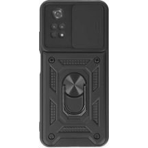 Newface Xiaomi Poco M4 Pro 4g Kılıf Pars Lens Yüzüklü Silikon - Siyah