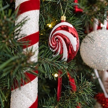 Yılbaşı Süsü Şeker Lolipop 2'li Kırmızı Beyaz 14 Cm