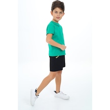 Toontoy Kids Toontoy Erkek Çocuk Yakası Baskılı Şortlu Takım Koyu Yeşil