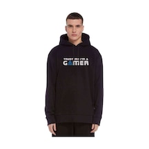 Trusm Me A'M A Gamer Siyah Baskılı Siyah Erkek Örme Sweatshirt (531056766)