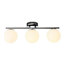 Rsylight Metal Modern Siyah Opal Camlı Tavan Plofyoner 3 Lütavan Avize Siyah