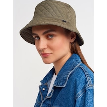 Külah Kadın Kapitoneli Kışlık Haki Bucket Şapka - Standart Haki