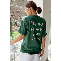 Unisex Hey You Baskılı Tasarım Tshirt Yeşil